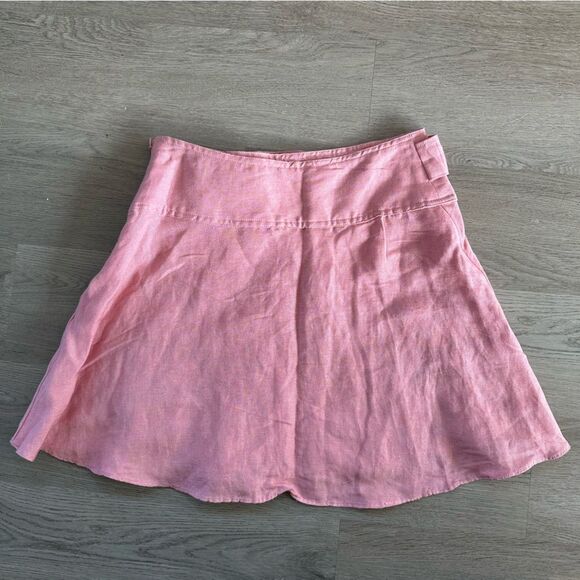 Free People Higher Ground Linen Mini Skirt Women’s Small Pink Flare - Picture 4 of 10